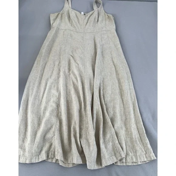 Old Navy Sleeveless Linen-Blend Midi Dress Women's XXL Tall Beige - Picture 7 of 11